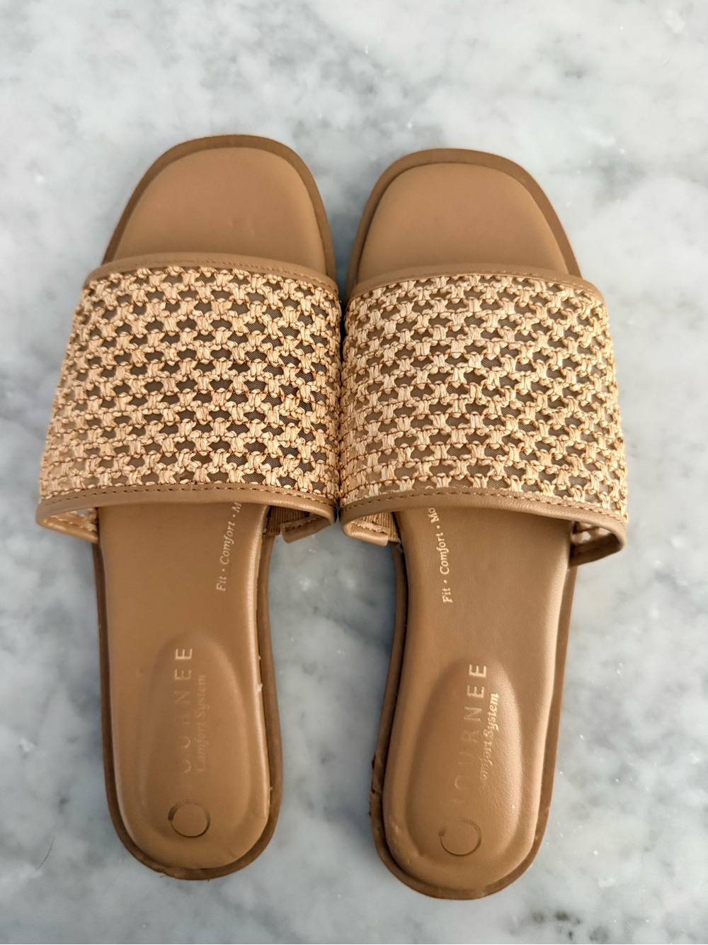 Journee Collection Braided Slide Sandals in Tan